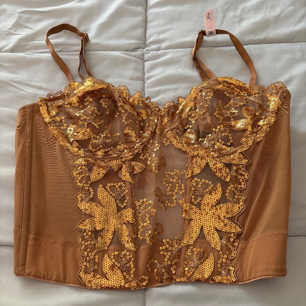 Victoria’s Secret Gold sequined corset